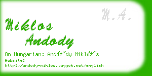 miklos andody business card